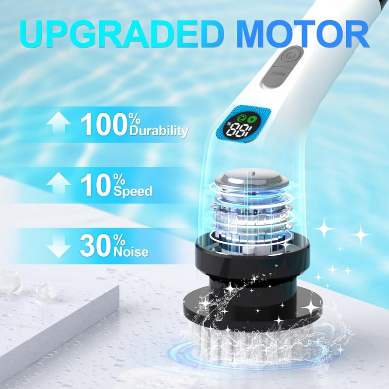 ALPONO Electric Spin Scrubber for Cleaning - Bathroom Floor Shower Scrubber with Long Handle Cordless Handheld Power Spin Brush, IPX7 7in1 400RPM LED-Screen Fast Charging - Image 2